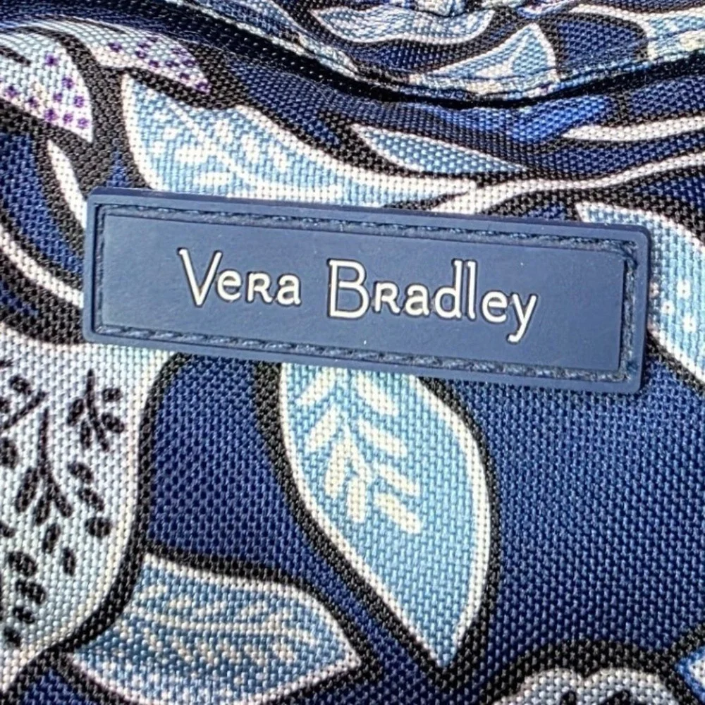 Vera Bradley Blue Floral‎ Canvas Backpack Multi Pocket School Travel Bag P4